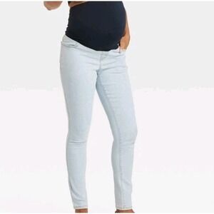 Maternity Skinny Jeans Size‎ 10 Over The Belly Light Blue New 33x29*